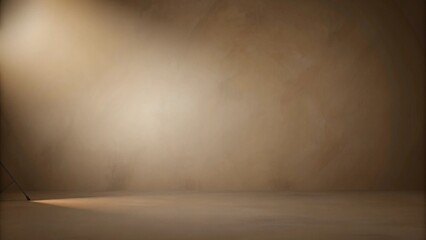 Poster - Beige studio background. Neutral background with soft rays. Warm soft light studio lighting. Photostudio soft box neutral lighting. Minimalist style for modern product photography