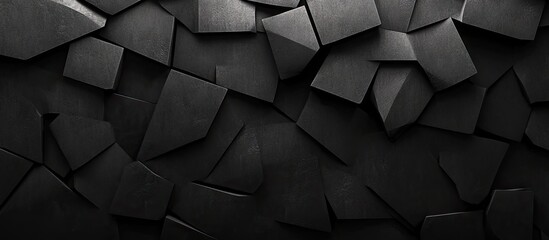 Leinwandbilder - Abstract black magnesium texture with irregularly shaped fragments arranged densely, showcasing various shades of black and subtle light reflections.