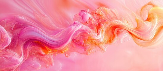 Poster - Vibrant abstract design with swirling shades of pink, peach, and orange creating a fluid background ideal for wall art and creative projects.