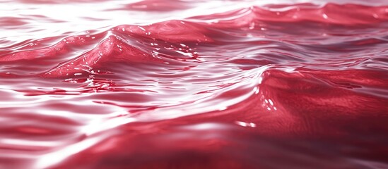 Fototapete - Mesmerizing 3D render of a wavy holographic water surface in deep reddish tones creating a captivating fluid visual experience with reflective highlights.