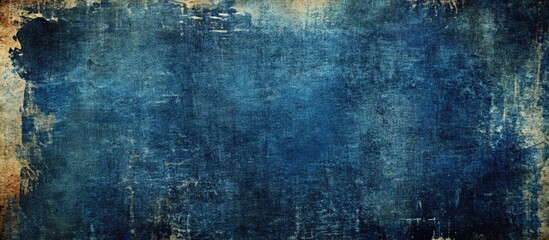 Poster - Artistic blue watercolor texture layered on rough canvas paper creates a unique abstract background with deep shadows and a rich grainy finish.
