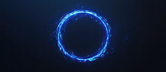 Aufkleber - Vibrant glowing blue circle on a dark background symbolizing technology and innovation with a captivating luminous texture and radiant energy effect