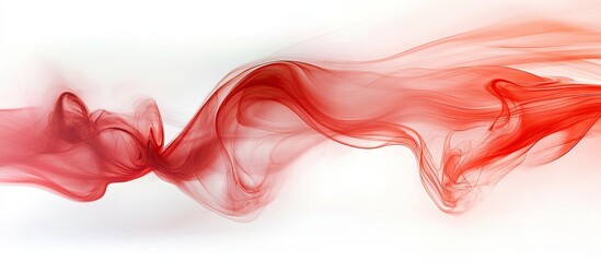 Poster - Abstract red smoky background featuring flowing translucent red waves on a white backdrop creating an engaging atmosphere for presentations