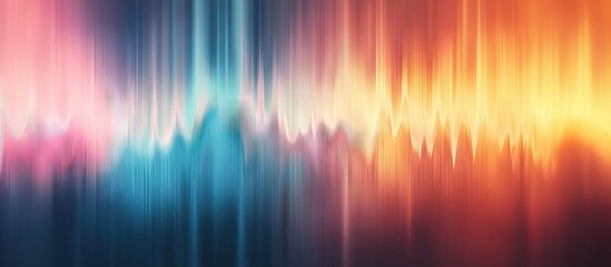 Poster - Vibrant abstract soundwave background in shades of blue, pink, and orange with vertical wavy patterns creating a dynamic and mesmerizing effect