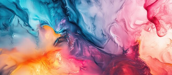 Leinwandbilder - Colorful abstract art featuring swirling tones of blue, pink, orange, and purple, creating a vibrant and captivating visual experience.