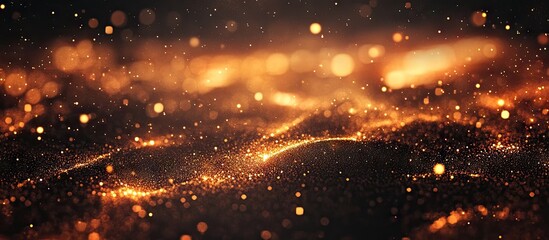 Leinwandbilder - Glittering abstract gold texture with bokeh light effect in warm tones creating an elegant, shimmering backdrop for design projects