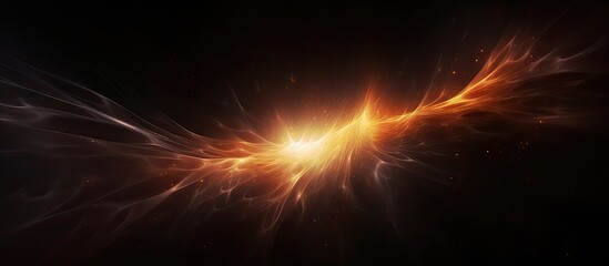 Poster - Abstract radiant sun flare in warm orange and gold hues against a deep black background creating a dynamic and vibrant cosmic atmosphere.