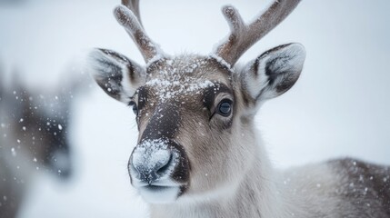 Observing the Arctics resilient wildlife, featuring the endurance of caribou herds against the icy winds. 