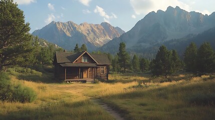 Wall Mural - Secluded Mountain Cabin: A Peaceful Retreat in the Wilderness