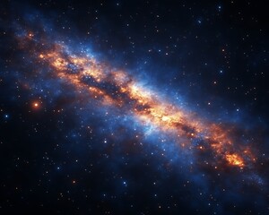 Wall Mural - cosmic nebula with orange and blue hues.