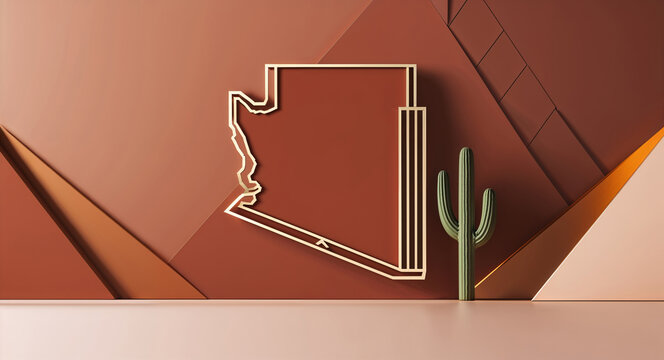Illustrated Arizona Map with Copy Space