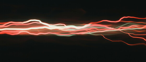 Poster - Dynamic display of red hot wires with vibrant light trails illustrating velocity and danger