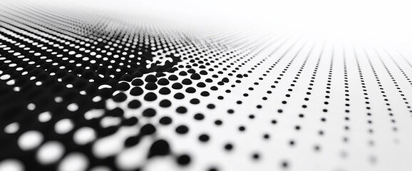Poster - Abstract black and white dotted pattern, 3D perspective.