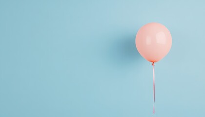 Single pink balloon floating against a soft blue background, evoking a sense of celebration and joy