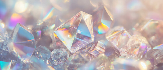Poster - Vibrant display of abstract crystals reflecting light with sharp edges and striking beauty