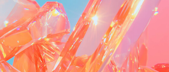 Poster - Vibrant abstract crystals reflecting light in a stunning display of color and sharp edges