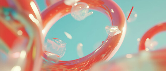 Poster - Creative typography and 3D abstract letters with empty central space for design concepts