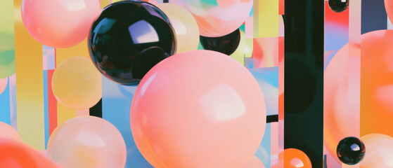Aufkleber - Exploring vibrant geometric forms and abstract letters in creative typography design