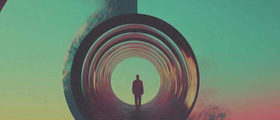 Poster - Exploring a harmonious abstract design with circular arches and vibrant colors