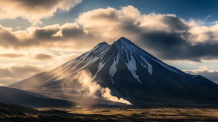 Wall Mural - Majestic Volcano at Sunset: A Breathtaking Landscape