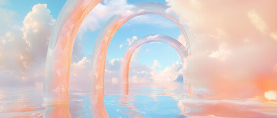 Poster - Ethereal arches of clouds create a dreamy atmosphere in abstract setting
