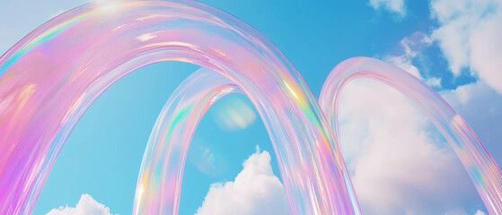 Poster - Ethereal arches composed of clouds create a dreamy, abstract landscape backdrop