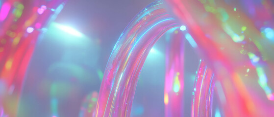 Poster - Exploring vibrant neon arches in a futuristic abstract environment