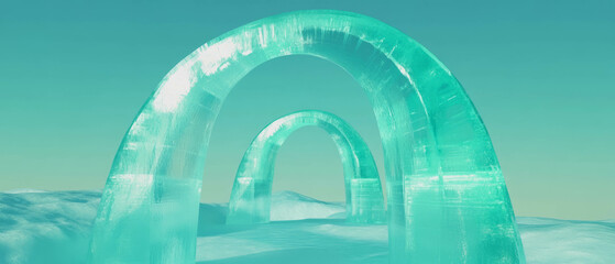 Poster - Stunning abstract arches of ice in a serene frozen atmosphere