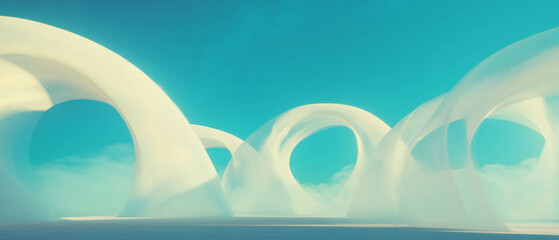 Poster - Fluid animations of 3D arches reacting to virtual wind in abstract motion