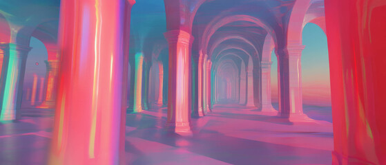 Poster - Visually captivating abstract arches with intriguing symbols and hidden messages