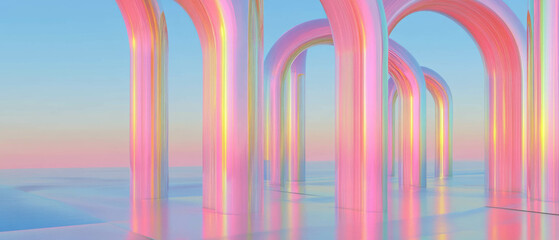 Poster - Vivid arches create a stunning abstract landscape in modern art composition