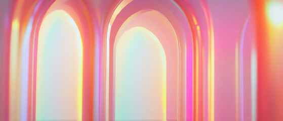 Aufkleber - Vibrant abstract background with 3D arches showcasing smooth gradients and harmonious colors