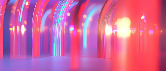 Poster - Abstract arches illuminated by light rays create captivating visual effects