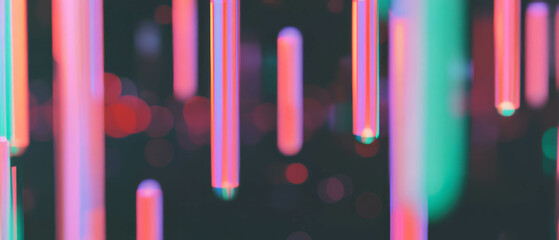 Poster - 3D bar graphs depicting data fluctuations and statistical analysis in an abstract style