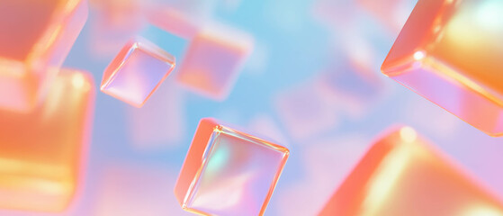 Poster - Abstract background featuring floating blockchain blocks in a vibrant color palette