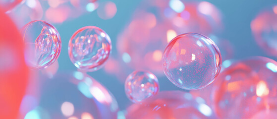 Poster - Colorful 3D bubble charts with dynamic data points illustrating analysis and comparison