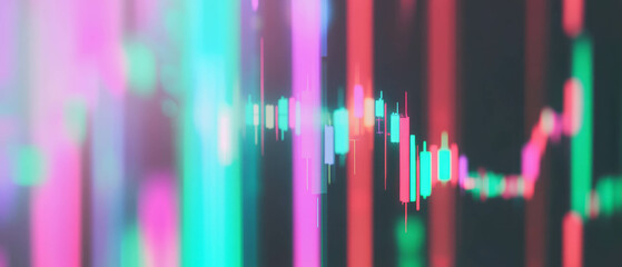 Poster - Exploring stock market trends with vibrant 3D candlestick chart visualizations