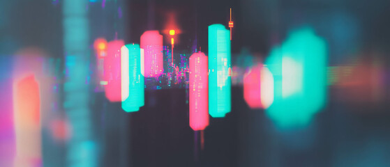 Poster - Trendy visual representation of candlestick charts showcasing financial data analysis