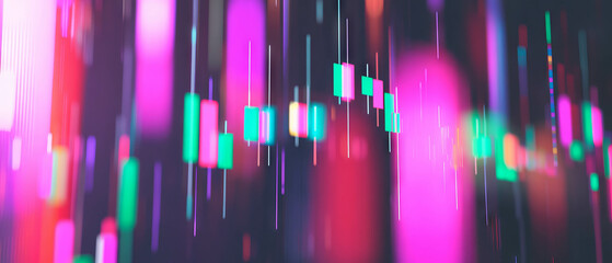 Poster - Vibrant abstract candlestick charts showcasing financial data trends in a dynamic visualization