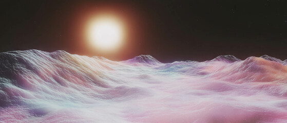 Poster - Exploration of abstract cosmic landscapes filled with nebulae and shimmering stars