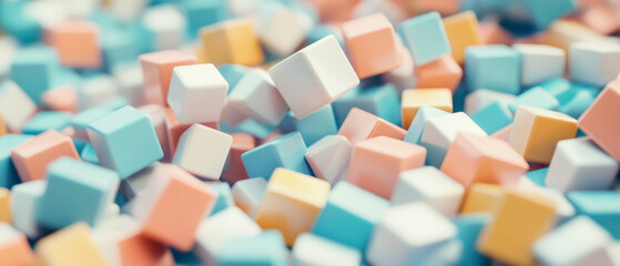 Leinwandbilder - Abstract arrangement of colorful 3D cubes creating visual interest and depth