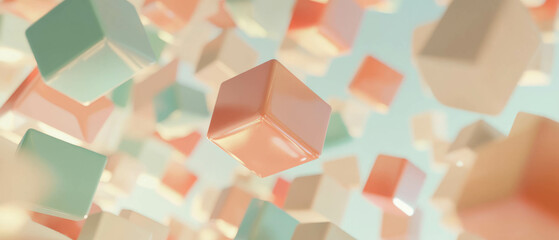 Aufkleber - Vibrant chaotic arrangement of 3D cubes in abstract design with central empty space