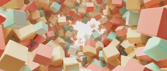 Poster - Colorful abstract composition of 3D cubes creating a dynamic visual experience