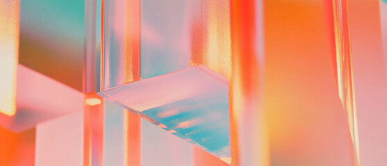 Aufkleber - Vibrant abstract 3D cubes with geometric patterns and bright glitter lines in modern design