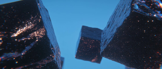 Poster - Intricate patterns of glittering 3D cubes creating an engaging abstract background