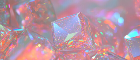 Aufkleber - Bright and colorful abstract background of glittering cubes reflecting light in dazzling patterns