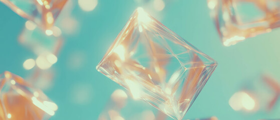 Poster - Vibrant abstract background featuring interconnected 3D cubes illuminating the digital space