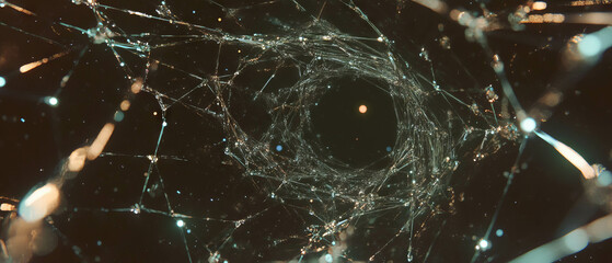 Poster - Vibrant abstract design of interconnected 3D cubes and networks with a central void