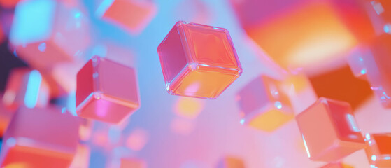 Poster - Multi-dimensional data cubes rotating in an abstract digital background for visual analysis