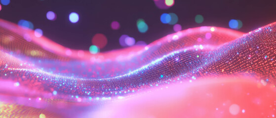 Poster - Complex network visualization with abstract data points and colorful connections